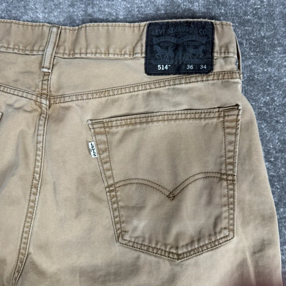 Levi's 514 Jeans Men's 36x34 Brown‎ Slim Straight Leg Distressed